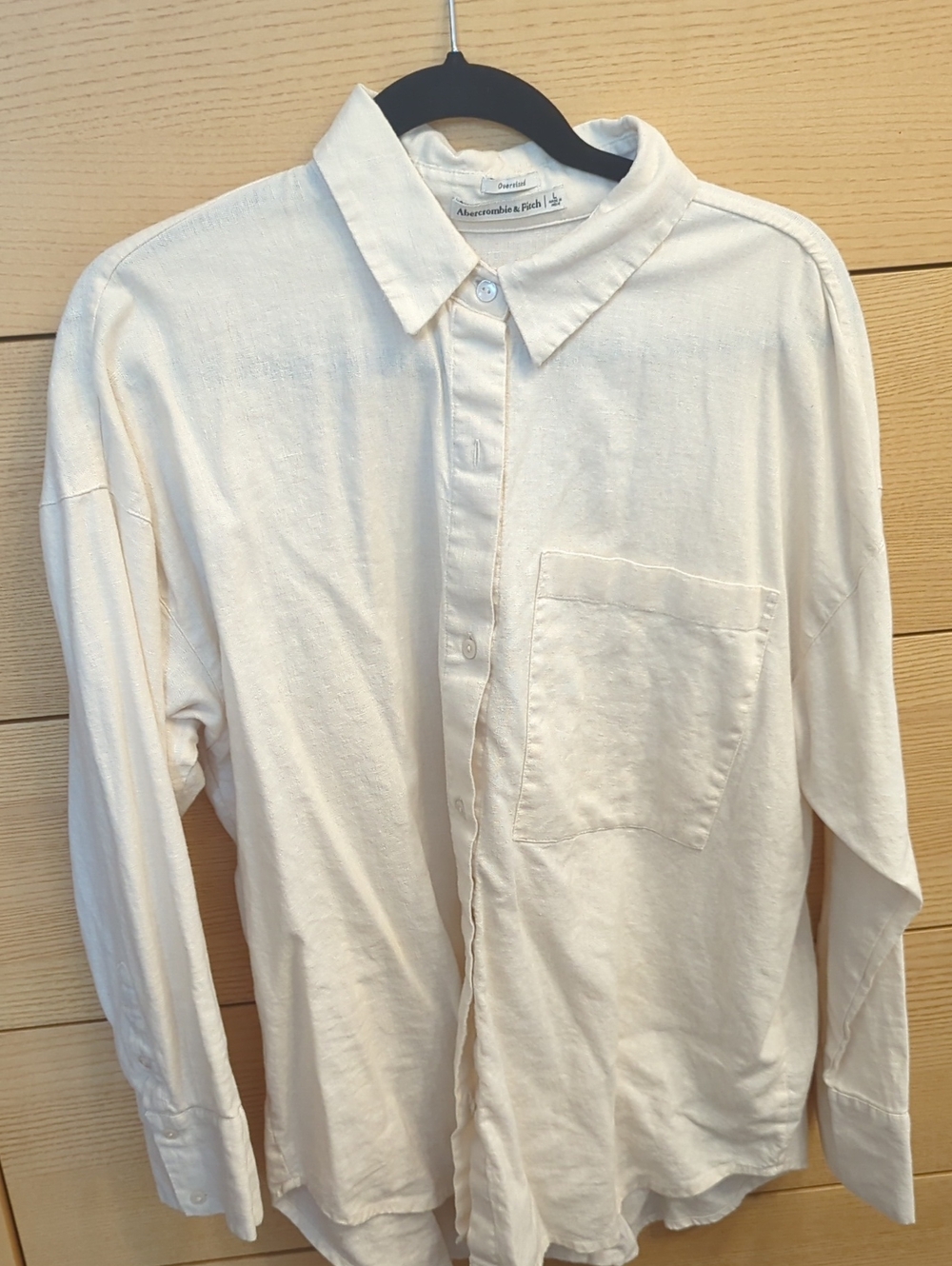 Abercrombie & Fitch Cream Button-Up Pocket Shirt
